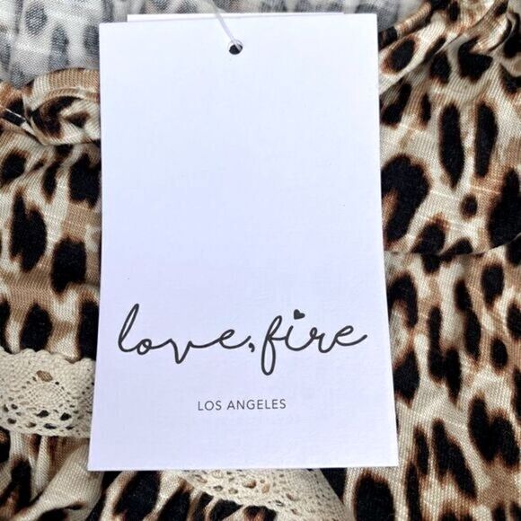 NWT New Love Fire Leopard Print Tiered Swing Tank Top Large Animal Print Jungle - Picture 4 of 8